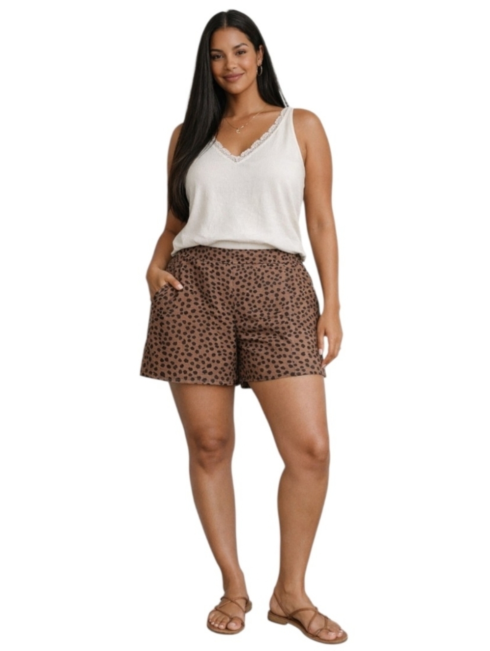Old Navy Women’s XL Leopard Print Flowy Shorts Elastic Waist Brown Black